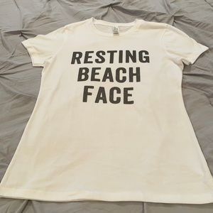 NWOT Women’s XS District “Resting Beach Face” White Tee